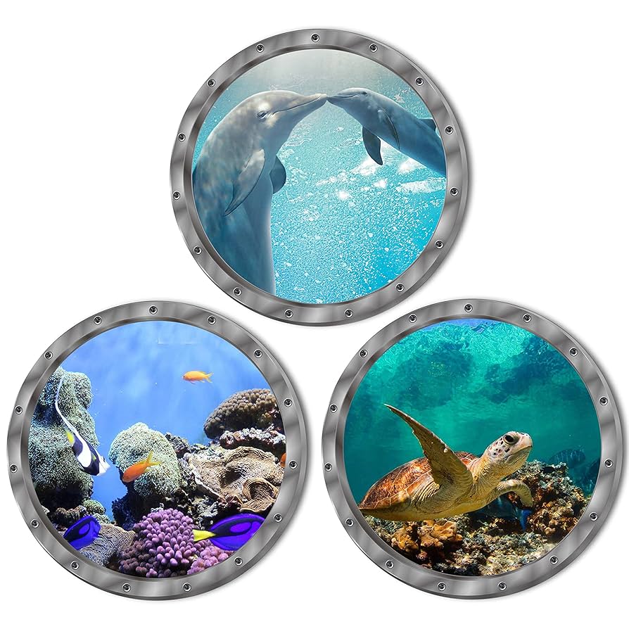 Amazon.co.jp: akindou 3D ウォールステッカー イルカ ウミガメ